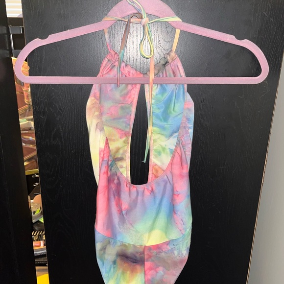 Little black diamond tie die cutout rave festival bodysuit in small - Picture 3 of 3